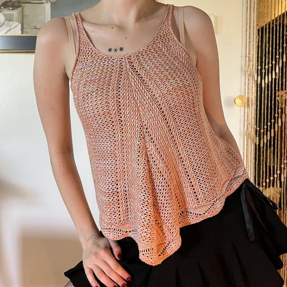 Cozy Casual Pink Knit Tank Top Size S Bohemian Hippie